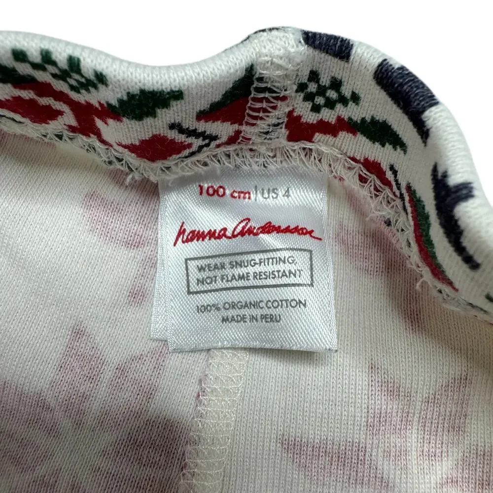 HANNA ANDERSSON Scandi Cane Red Ivory Reindeer Pajama Pants Sz 4 100 Unisex Kids